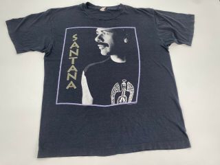 Vintage Carlos Santana 1990 Concert Tour Made In Usa T - Shirt Size Medium