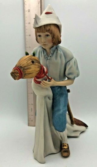 Vintage Cybis Yankee Doodle Dandy Boy Riding Stick Horse Figurine