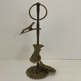 Vintage Victorian Style Brass Hands Note Card Letter Holder Stand
