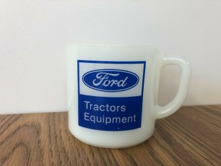 Vintage Ford Tractors Equipment Milk Glass Advertising Mug Salisbury Tractor