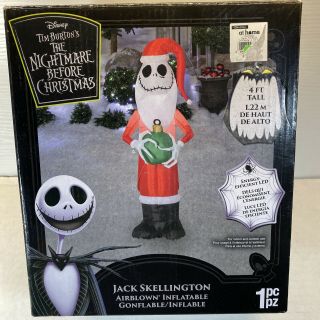 Nightmare Before Christmas Jack Skellington Lighted Airblown Inflatable 4 Ft
