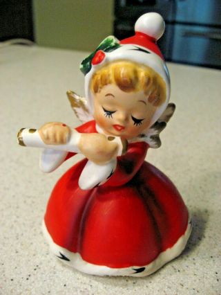 Vintage Napcoware Christmas Angel Playing A Flute Figurine X - 7258 Made In Japan