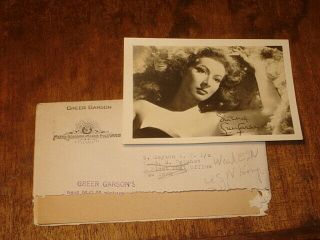 Wwii Wwii Greer Garson Autographed Photo In Mgm Envelope Sent To Us Sailor 102