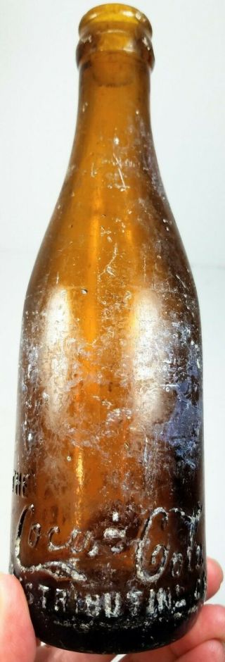 Dayton Ohio Senate Straight Side Amber Coca Cola Bottle Glass Vintage Antique