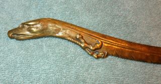 Old Vintage Brass or Bronze Metal Feather & Eagle Claw & Bird Head Letter Opener 2