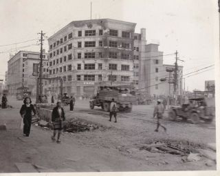 Wwii Aaf Photo Us Army Trucks Jeeps In Bombed Ruins Of Tokyo Japan 39