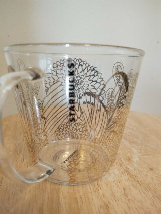 Starbucks Clear Glass Mug Cup Gold Butterfly Wings 2014 Rare