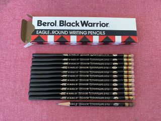 11 Vintage Eagle Berol Black Warrior 372 Pencils W/ Box