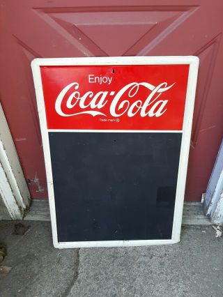 Vintage 1986 Coca Cola Coke 28x20 Advertising Metal Tin Chalkboard Sign