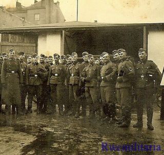 Rare German Elite Waffen Totenkopf Division Troops Gathered On Street