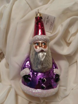Christopher Radko Ornament " Santa W/purple Coat And Red Hat