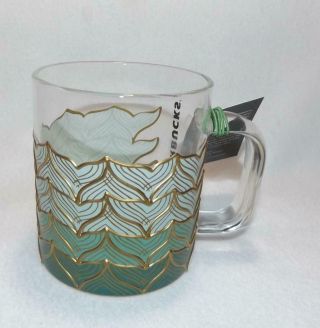 Starbucks Limited Edition 50 Years Anniversary Siren Mermaid Tail Glass Mug Nwt