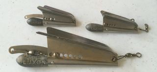 Set Of 3 Vintage Luxon Magill Trolling Planers 1 Size 4 And 2 Size 2