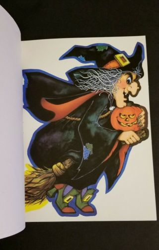1980 Set Of 2 Vintage Hallmark Halloween Ghost W Bat And Flying Witch Die Cut -