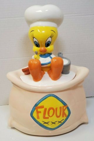 1997 Tweety Bird Cookie Jar - Looney Tunes Warner Bros Tweety Bird Flour Jar