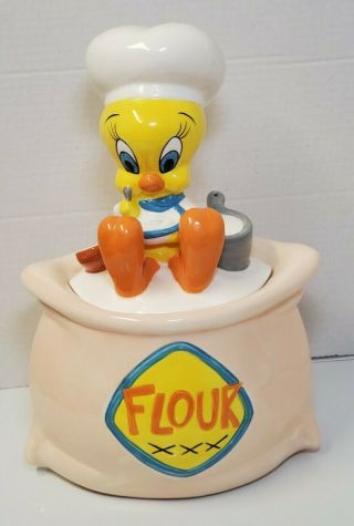 1997 Tweety Bird Cookie Jar - Looney Tunes Warner Bros Tweety Bird Flour Jar 3