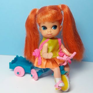 Vintage Mattel Liddle Kiddles Tracy Trikediddle Skediddle Doll,  Tricycle & Wagon