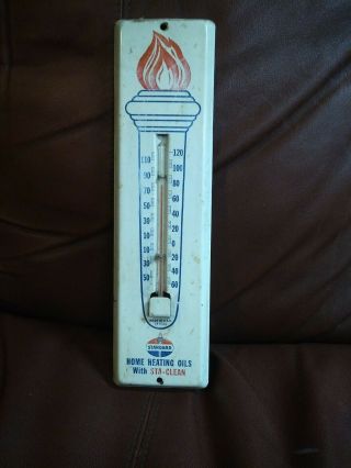 Vintage 1950 - 60’s Standard Home Heating Oil Gas Station Metal Thermometer Sign