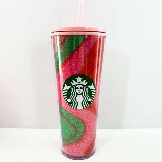Starbucks Holiday 2020 Glitter Peppermint Swirl 24 Oz Cold Cup Tumbler