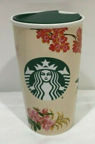 2018 Starbucks Ban.  Do Floral Ceramic Double Wall Travel Tumbler 12oz