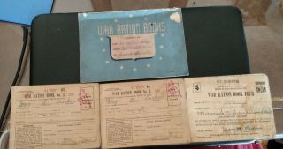 1943 Wwii Us United States War Ration Books & Stamps Sawyerwood Ohio.