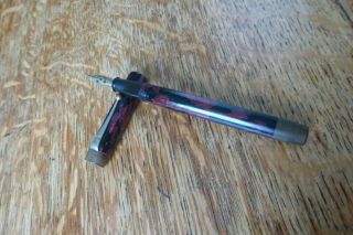 Vintage De La Rue Onoto The Pen Fountain Pen Pink/ Black Marbled Rare A/f