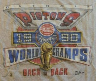 Vintage Detroit Pistons Nba World Champs Back To B T - Shirt 1990 Salem T - Shirt Xl