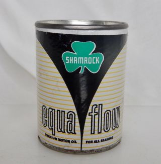 Shamrock Equa Flow Motor Oil,  Vintage Advertising Coin Bank Tin Can - 83735