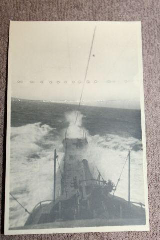 Ww2 German Navy Photograph Of U - Boat (submarine) At Sea,  Vg
