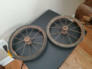 Vintage 9 " Wire Spoke Wheels For Baby Buggy Or Wagon