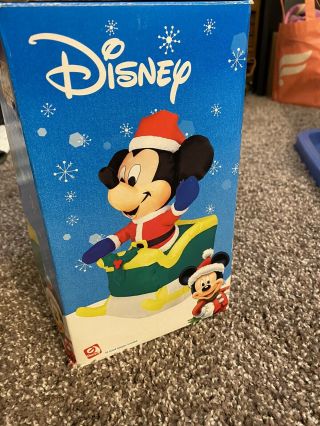 Gemmy Inflatable Disney Christmas Mickey Mouse On Sled Vintage 3