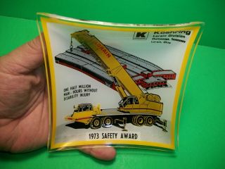 1973 Koehring (lorain Division) Safety Award Glass 3d Ashtray 6 " X 6 "