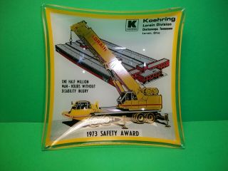 1973 Koehring (Lorain Division) Safety Award Glass 3D Ashtray 6 