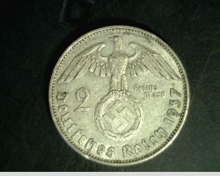 1937 German Currency,  2 Mark, .  1607 Oz Silver (ger - 140)