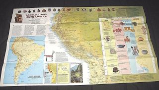 Vintage 1982 Archaeology Of South America National Geographic Map Indians