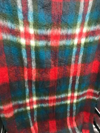 Vintage Plaid Multi - Color Mohair Wool Blend Blanket 84 " X 56 "