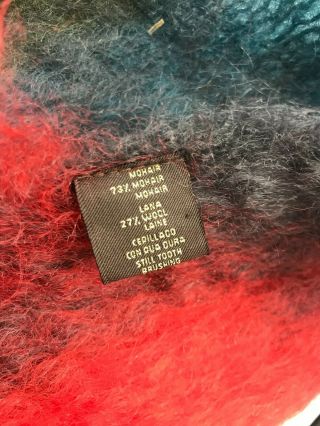 Vintage Plaid Multi - Color Mohair Wool Blend Blanket 84 