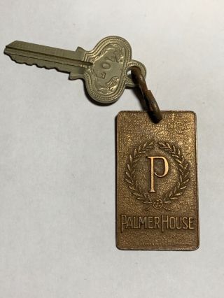 " Palmer House " Hotel Motel Room Key Brass Fob & Key Chicago Illinois 703 Rare