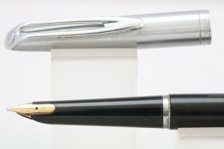 Vintage (c1970) Waterman Cf Italic Medium Fountain Pen,  Black With Chrome Trim