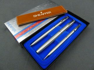 Vintage Sheaffer White Dot Ballpoint Pen Pencil & Marker Set Chrome