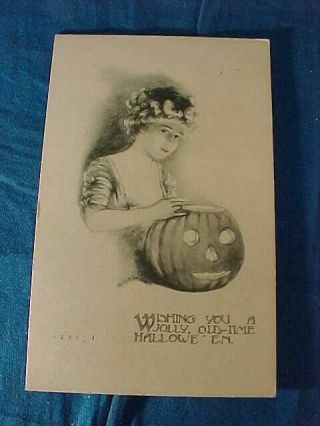 Early 20thc Halloween Postcard W Wishing You A Jolly Old Time Halloween