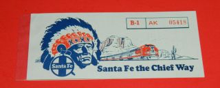 Santa Fe The Chief Way Ticket 1970 San Francisco To Barstow California