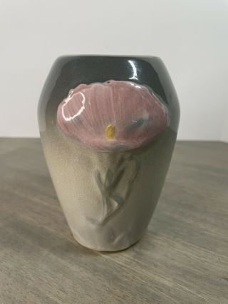 Vintage Weller Etna Flower Vase Pink Gray 5 " Tall