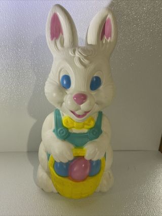 Vintage Blow Mold Easter Bunny W/ Basket 18.  5 " General Foam Plastics No Light