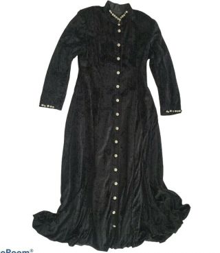 Vtg Womens Halloween Costume Black Coat Robe Xl Cosplay Matrix Witch Ceremonial?