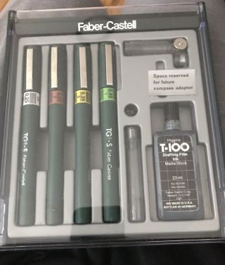 Faber Castell Tg1 - S Set Of 4 Drafting Technical Drawing Pens W.  Germany