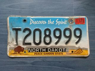 2016 North Dakota Trailer License Plate Peace Garden State Buffalo T208999