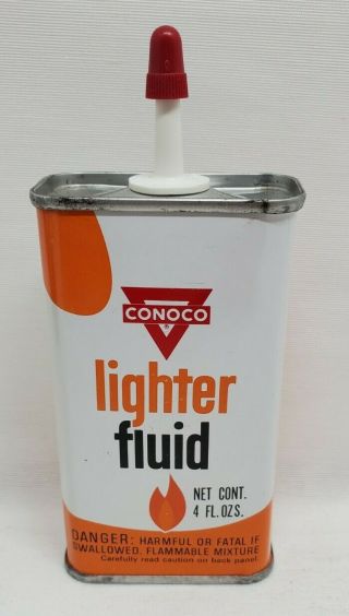 Vintage Conoco Lighter Fluid Handy Oiler Tin Can Gas Oil Advertisement (empty)
