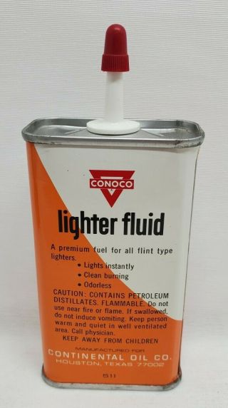 Vintage CONOCO LIGHTER FLUID Handy Oiler Tin Can Gas Oil Advertisement (Empty) 2