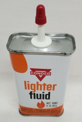 Vintage CONOCO LIGHTER FLUID Handy Oiler Tin Can Gas Oil Advertisement (Empty) 3